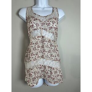 Robin‎ K Floral Lace Sheer Cutout Lace Detail Flowt Tank Top EUC SIZE M